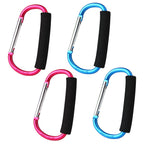 Sansheng 4 Pack Large Carabiner - 5.5'' D-Style Click And Carry Bag Carrier Stroller Hooks(Light Blue And Rose Red)