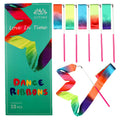 Aitime 10 Pieces 2 Meters Gym Gymnastics Dance Ribbons,Rainbow Dancer Ribbons With Twirling Wands For Kids Dancing,Ce And En71 A