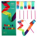 Aitime 10 Pieces 2 Meters Gym Gymnastics Dance Ribbons,Rainbow Dancer Ribbons With Twirling Wands For Kids Dancing,Ce And En71 A