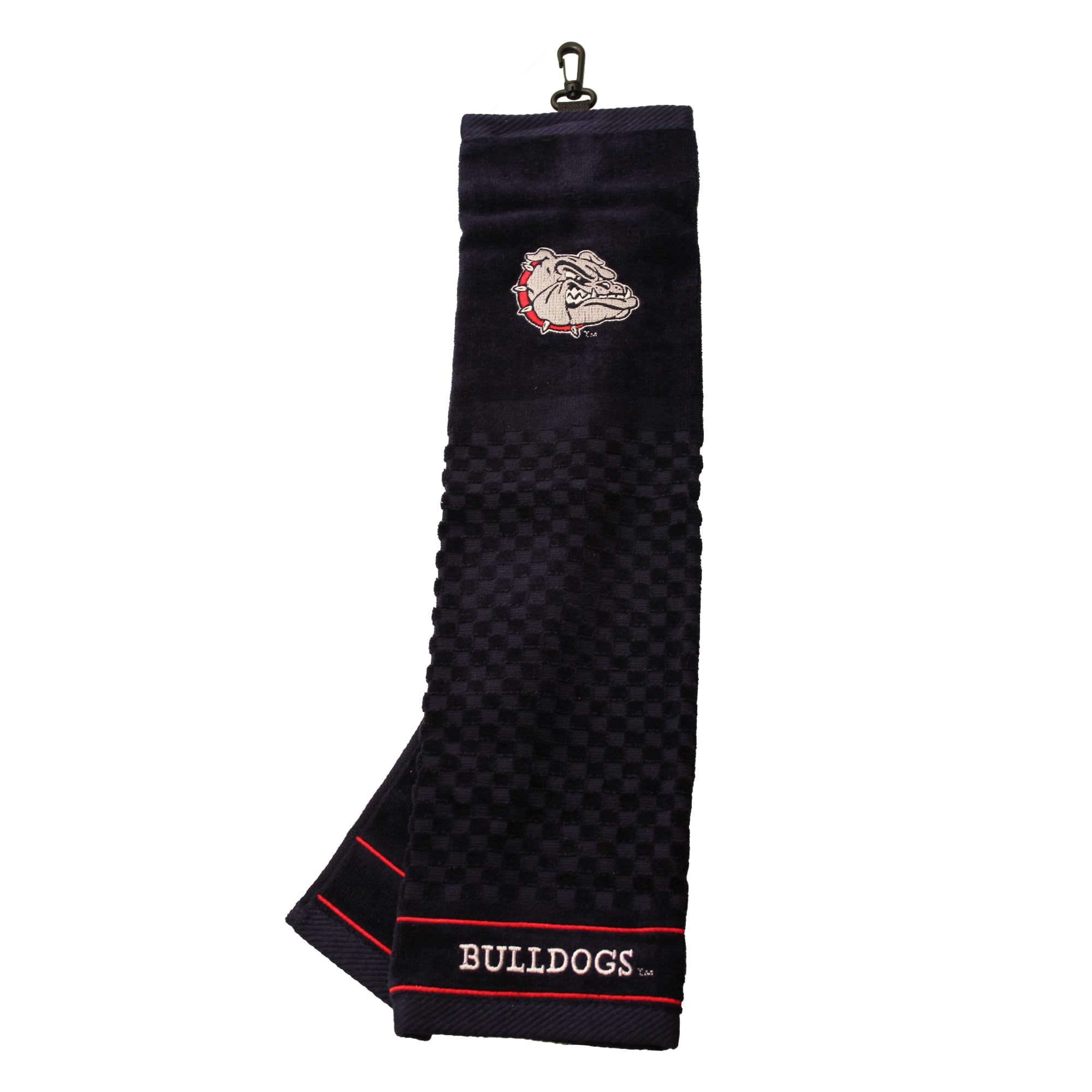 Team Golf NCAA Gonzaga Bulldogs Embroidered Golf Towel Embroidered Golf Towel, Checkered Scrubber Design, Embroidered Logo