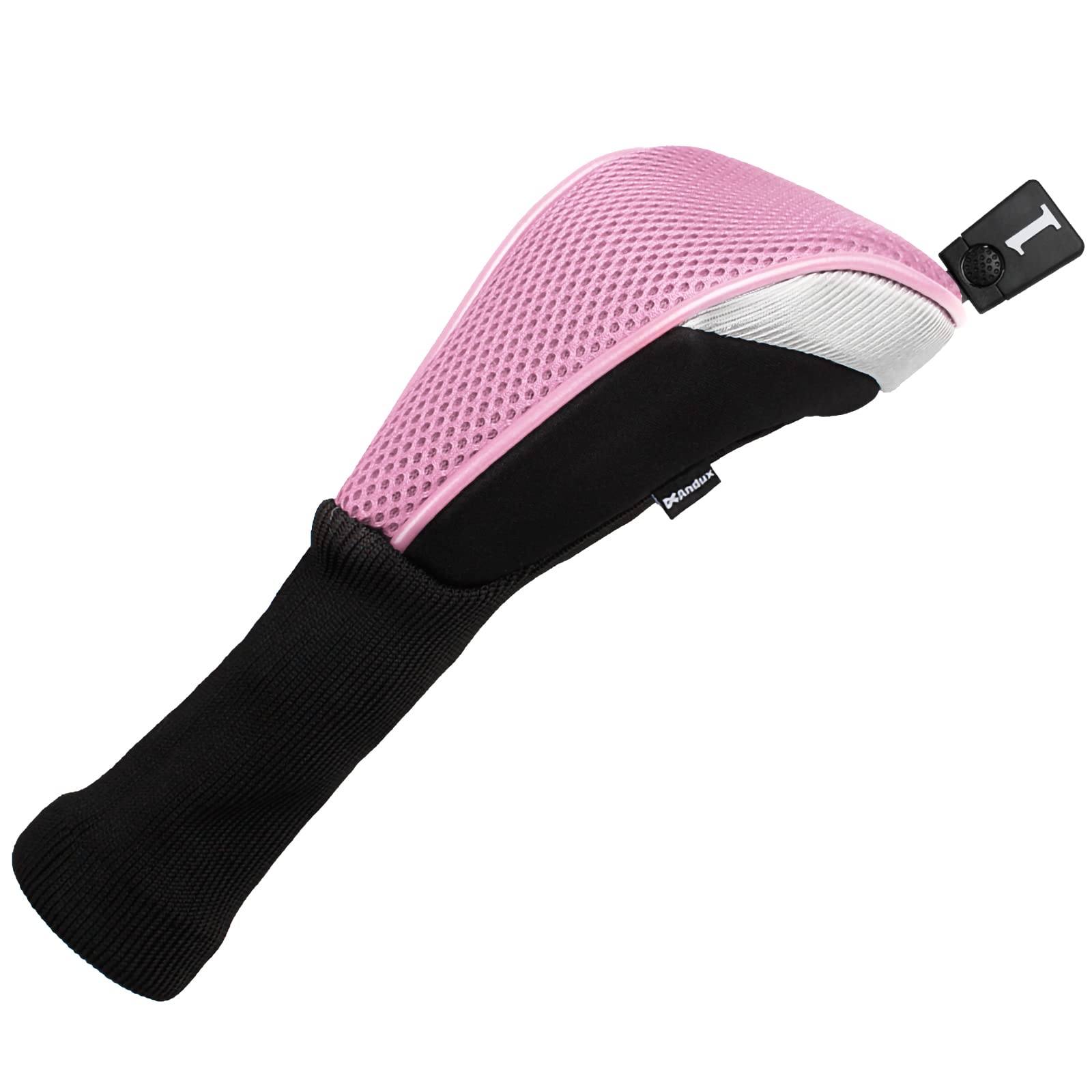 Andux 4Pcs/Set Golf 460Cc Driver Wood Club Head Covers Long Neck With Interchangeable No. Tags Pink