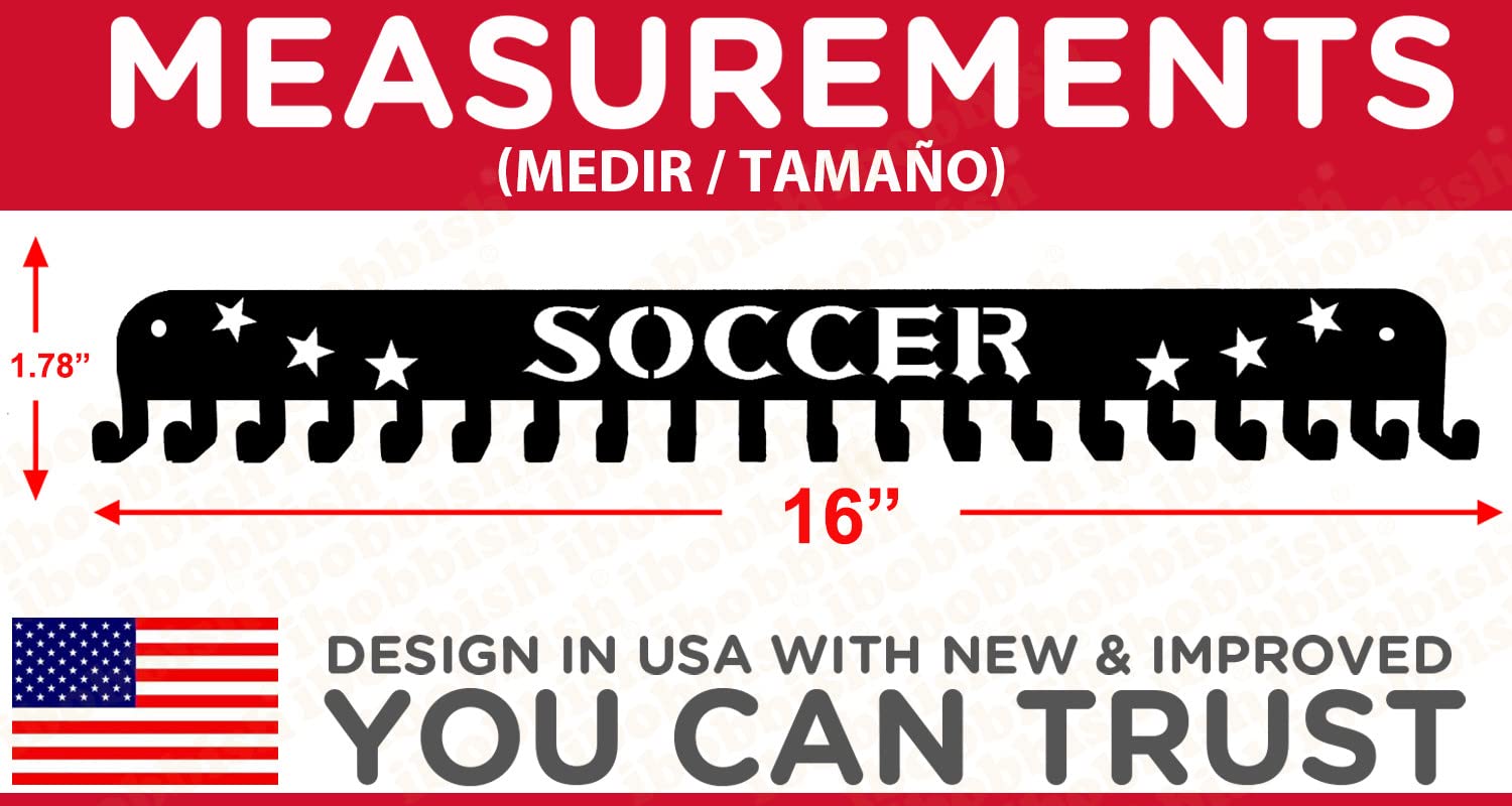 Soccer Sports Medal Holder Hanger Display Rack With 20 Hooks,Soccer Medal Holder For Wall With 16Inchl,Sports Medal Hanger Displ