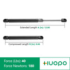 C16-11028 12 Inch 40Lb180N Gas Struts Shock Spring Lift Support For Leer Camper Shell Topper Rear Windows Door Truck Cap Toolbox