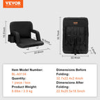 Vevor Stadium Seat With Back Support, Wide Bleacher Seat Back, Folding Padded Cushion Stadium Chair, Portable Reclining Chair Wi