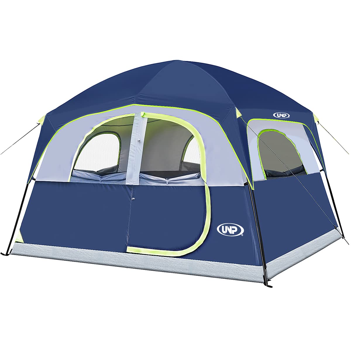 UNP Tents 6 Person Waterproof Windproof Easy Setup,Double Layer Family Camping Tent with 1 Mesh Door & 5 Large Mesh Windows -10 