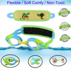 Ruigao Kids Swim Goggles Age 2-6, Toddler Goggles No Hair Pull,Child Goggles Padded Headband (1Pk Kids - Yellow Croc)