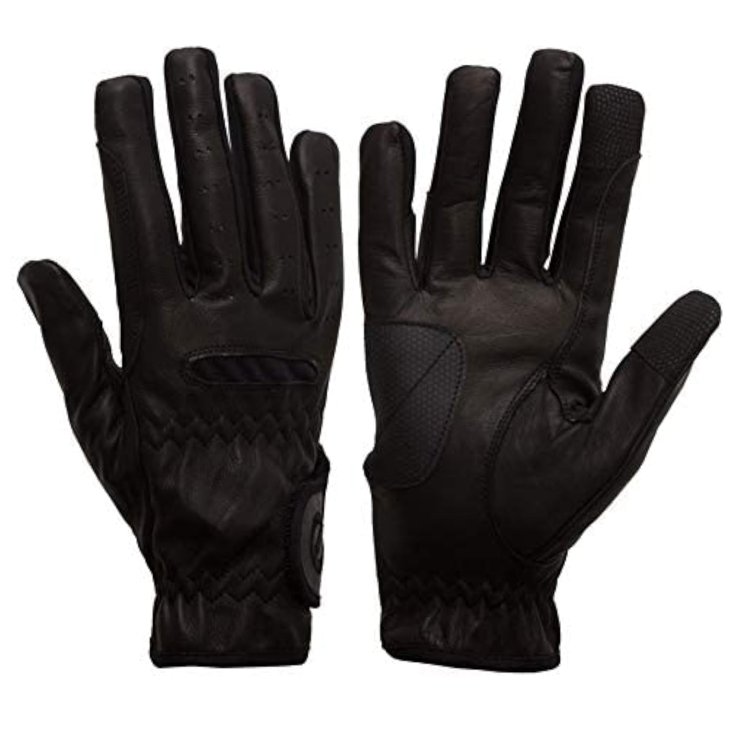 eGlove eQUEST GripPro Leather Touchscreen Horse Riding Gloves (Black, X-Small)
