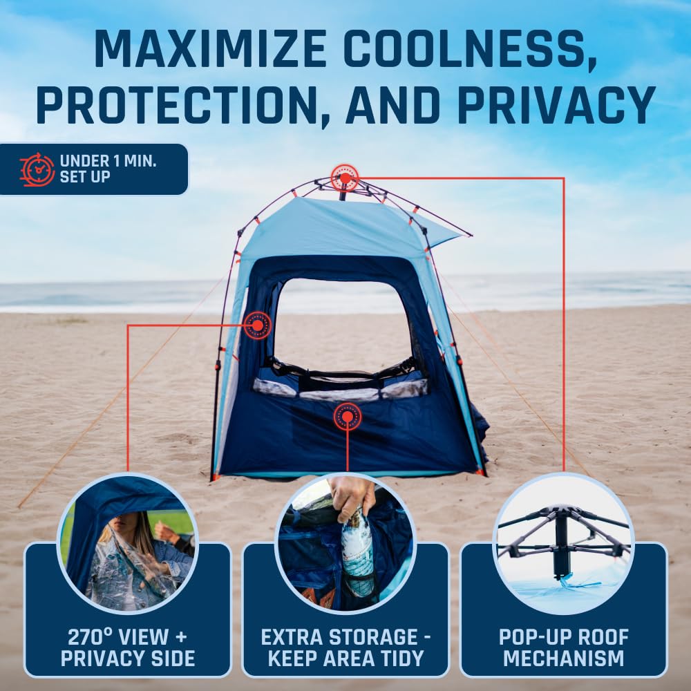 Fofana Pop Up Tents For Camping - 4-Person Dome, Blue - Windproof & Water-Resistant Cold Weather Tent & Pop Up Shelter With 270-