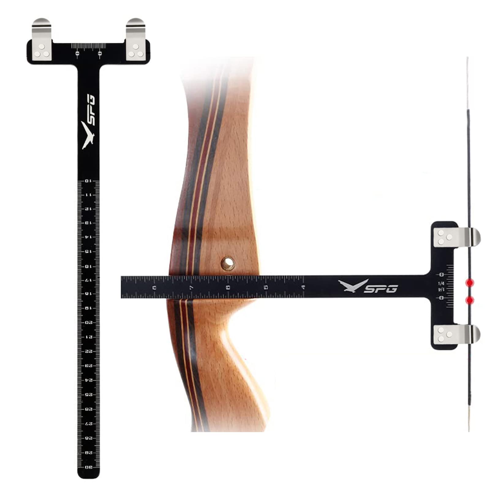 SOPOGER Archery Bow Square T Shape Bow Square Ruler Bowstring Measurement Tool Bow Turning Kit for Recurve Bow and Compound Bow 