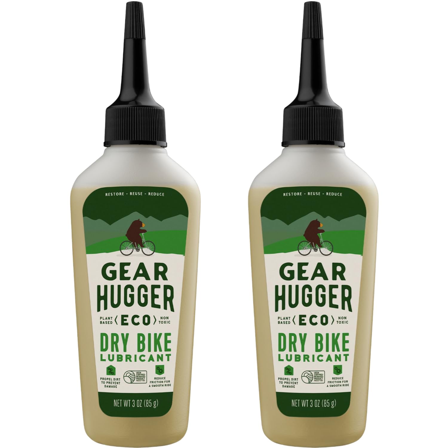 Dry Bike Chain Lube (3.2 oz, Pack of 2) - Eco-Friendly Plant-Based Bike Lubricant - Bike Chain Cleaner, Dry Conditions - No Tefl