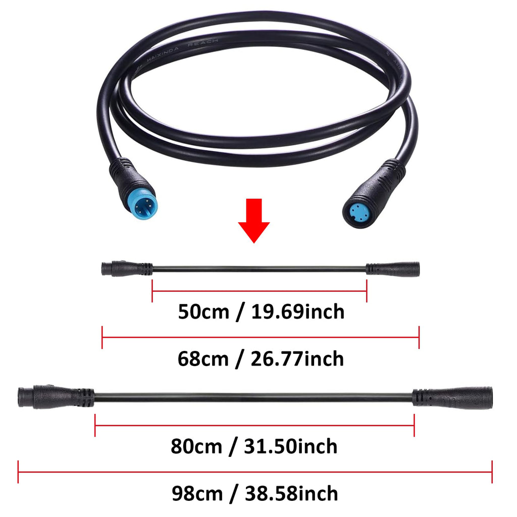 Baluoqi Extension Cable 2Pin/3Pin/4Pin/5Pin/6Pin/7Pin/8Pin/9Pin Waterproof Plug Works For Electric Bicycle Light/Throttle/Ebrake