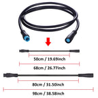 Baluoqi Extension Cable 2Pin/3Pin/4Pin/5Pin/6Pin/7Pin/8Pin/9Pin Waterproof Plug Works For Electric Bicycle Light/Throttle/Ebrake