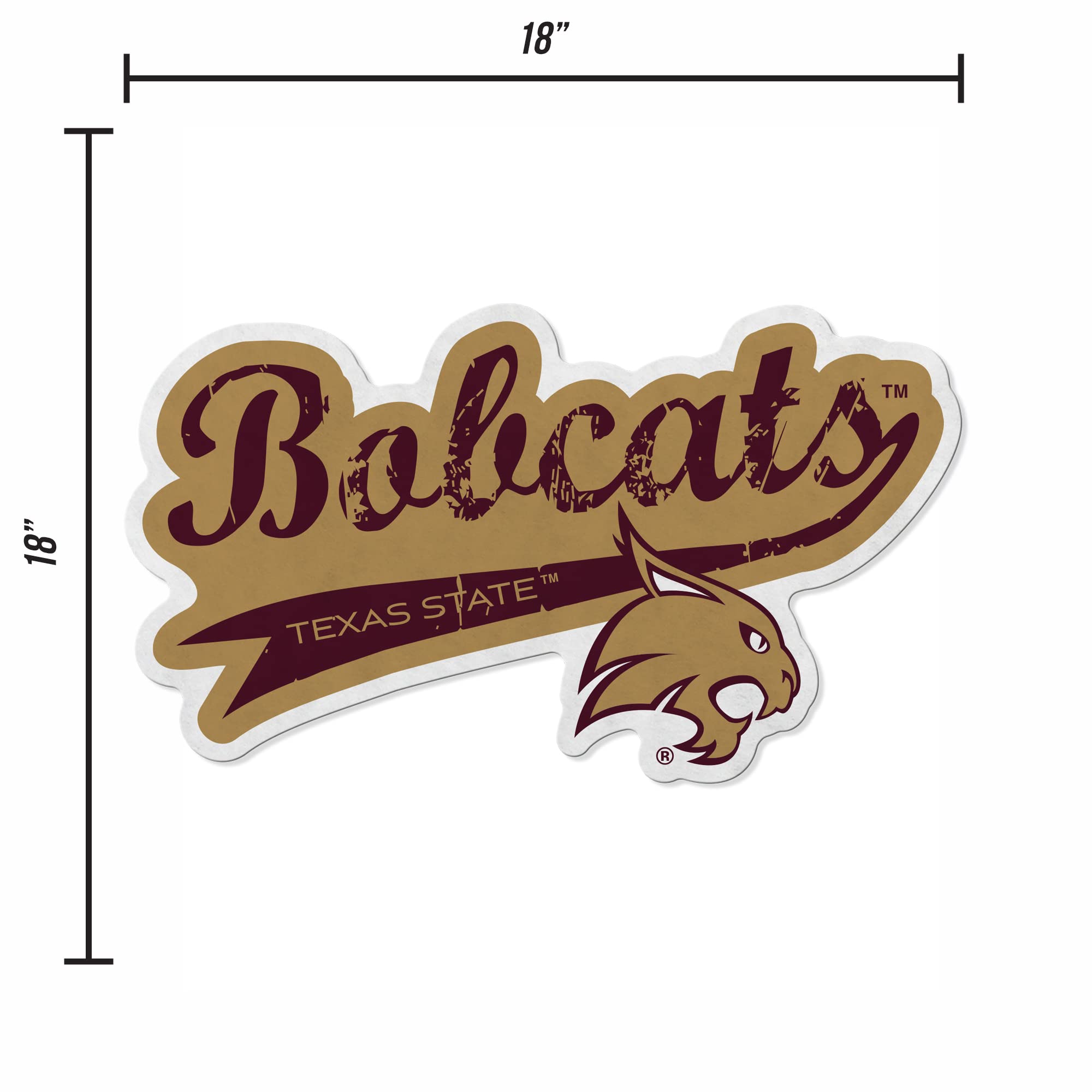 Rico Industries Ncaa Texas State Bobcats Distressed Shape Cut Pennant - Home And Living Room D  Cor - Soft Felt Ez To Hang