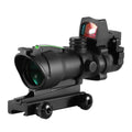 SYBESTE Adjustable 4x32 Red Dot Scope with 1x-4x Magnification, 20mm Rail Mount for Glock, Hunting & Tactical Use (Green Cross)