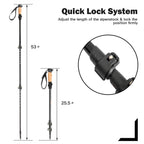 Goplus Trekking Poles, 2 Pack Adjustable Anti-Shock Hiking Walking Climbing Sticks, Lightweight Aluminum 7075 With Carry Bag
