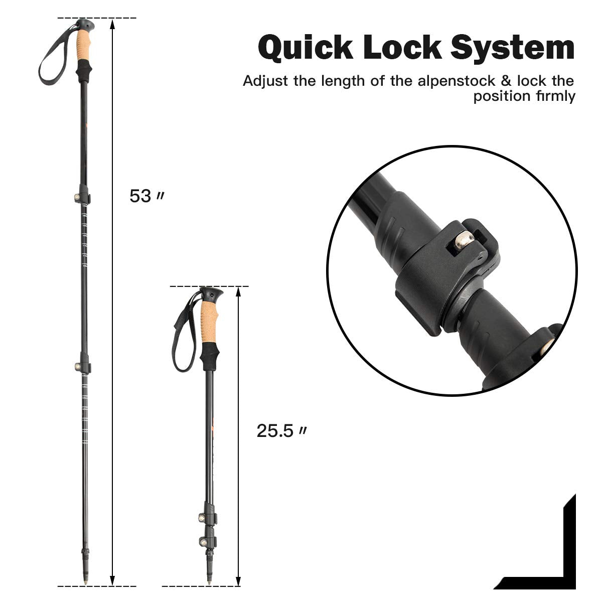 Goplus Trekking Poles, 2 Pack Adjustable Anti-Shock Hiking Walking Climbing Sticks, Lightweight Aluminum 7075 With Carry Bag