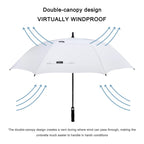 G4Free 62 Inch Automatic Open Golf Umbrella Extra Large Oversize Double Canopy Vented Windproof Waterproof Stick Umbrellas(White