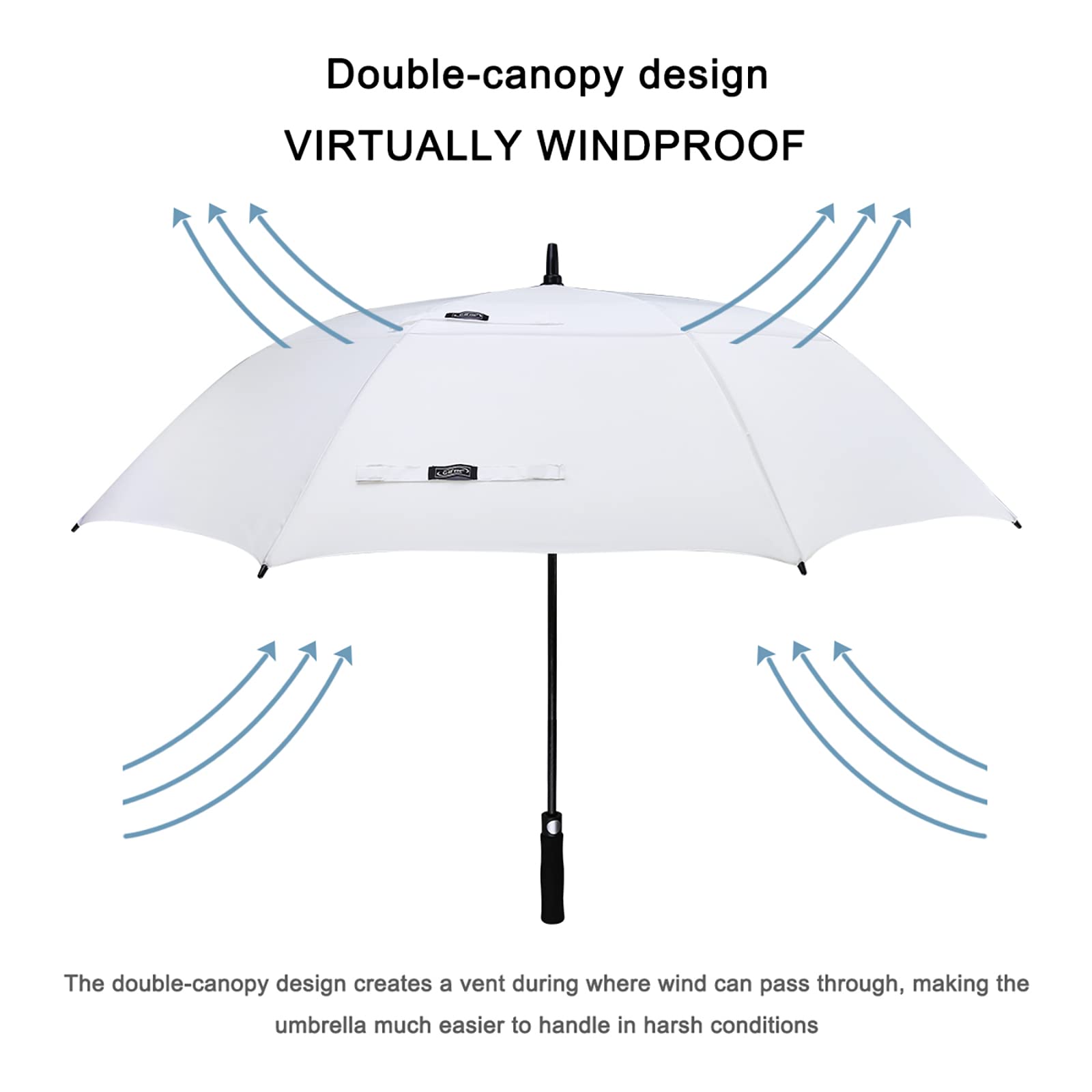 G4Free 62 Inch Automatic Open Golf Umbrella Extra Large Oversize Double Canopy Vented Windproof Waterproof Stick Umbrellas(White
