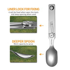 Roxon C2 Camping Utensil 2 In 1 Detachable Folding Cutlery With Fork & Spoon For Outdoor, Camping, Hiking, Easy To Carry Highly