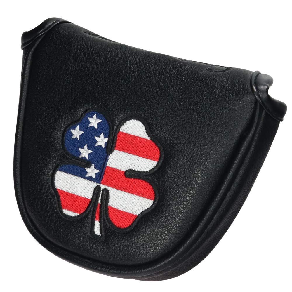 Craftsman Golf Usa Us Flag Clover Leather Black Mallet Putter Cover Headcover (Mallet)
