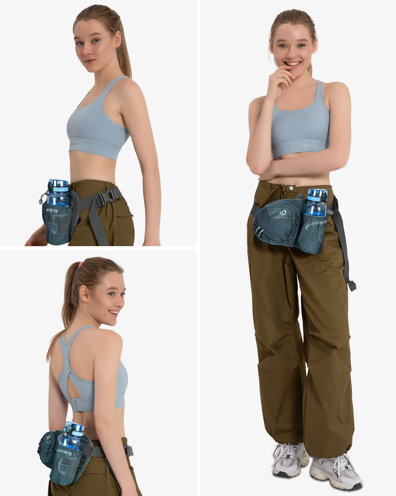 Waterfly Hiking Waist Bag Fanny Pack With Water Bottle Holder For Men Women Running & Dog Walking Can Hold Iphone8 Plus Screen S