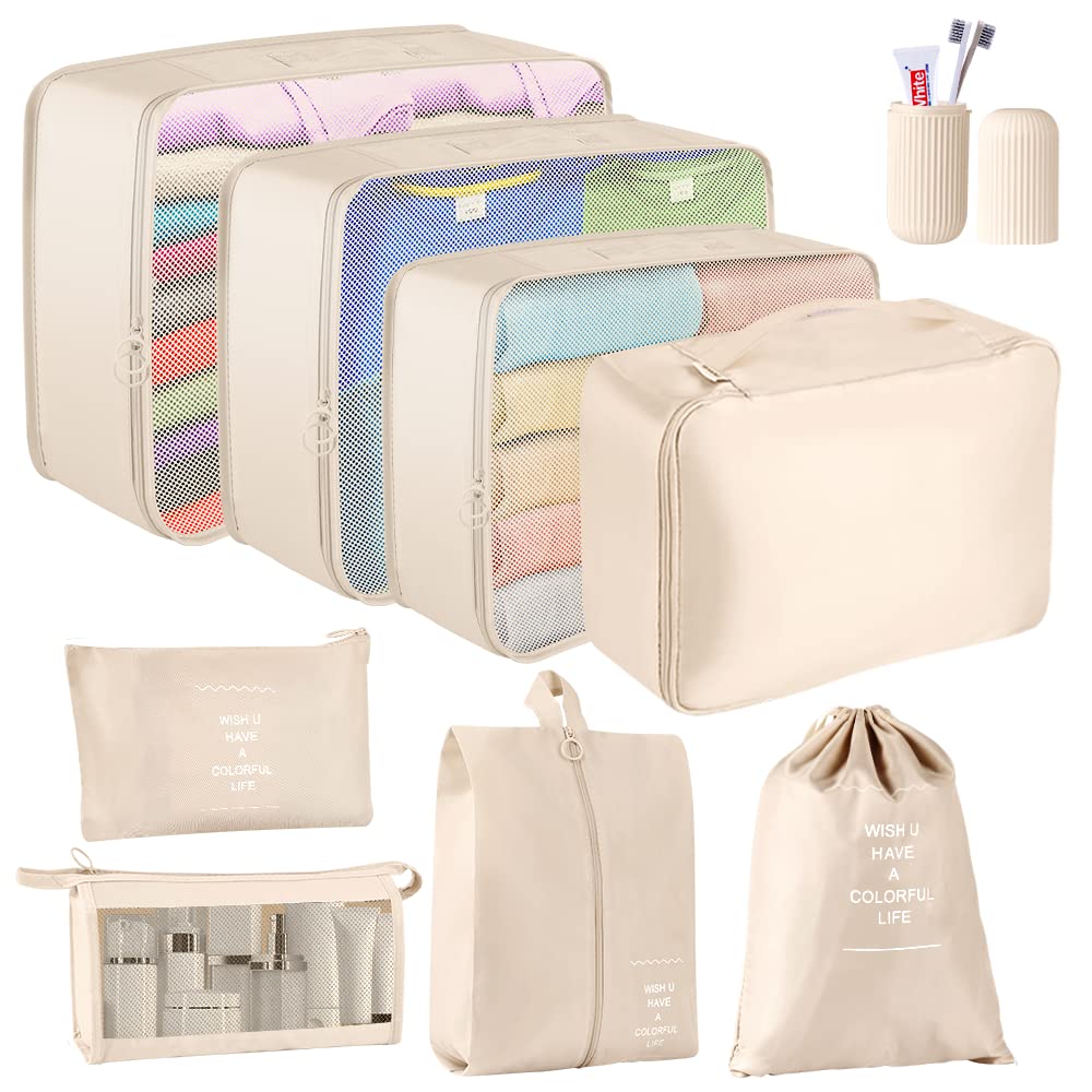 Blibly Packing Cubes For Suitcase, 9 Pcs Lightweight Travel Luggage Organizers Set, Waterproof Luggage Packing Cubes For Travel