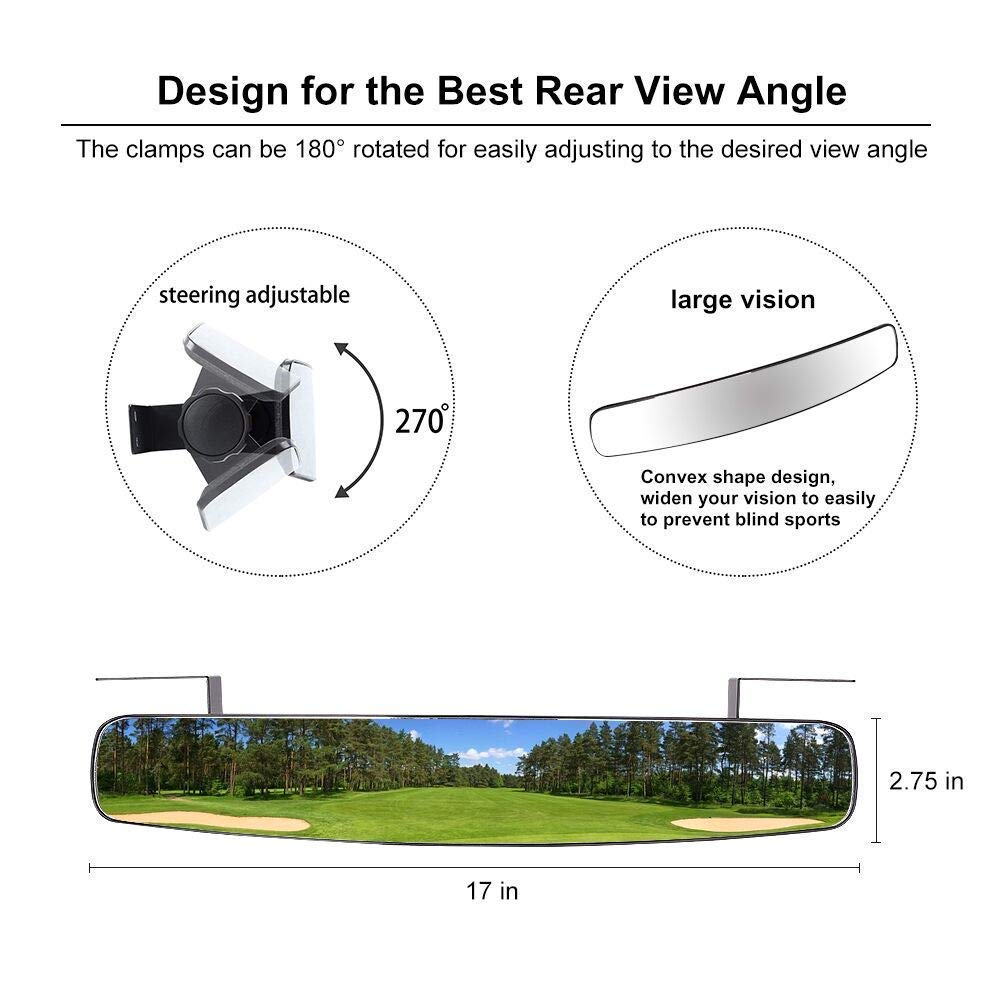 10L0L Golf Cart Mirror Rear View Mirror 16.5'' Extra Wide 180 Degree Panoramic For Yamaha Ezgo Club Car Golf Carts
