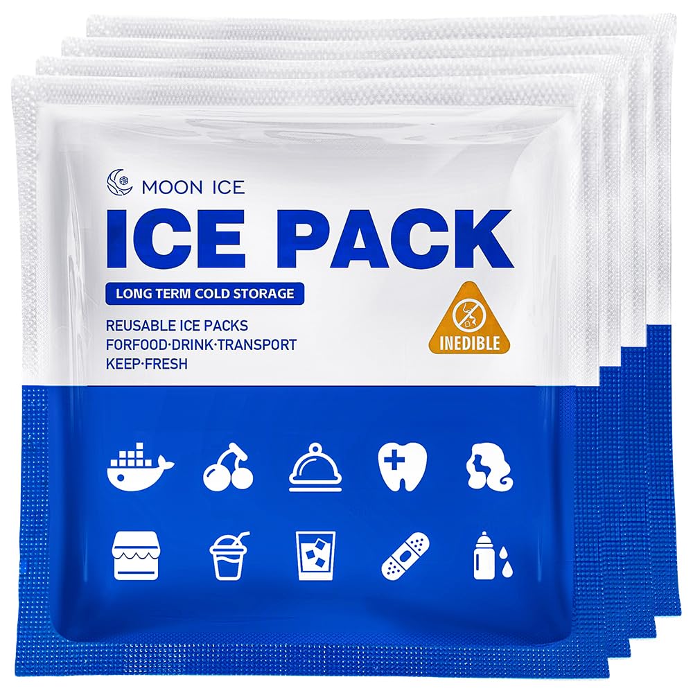 Blue Ice Packs For Coolers, Shipping And Lunch Box, Slim Size Long-Lasting Reusable Ice Pack, Cold Gel Freezer Packs For Camping