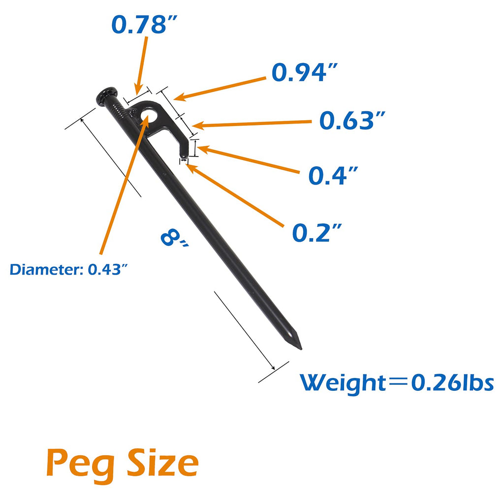 Sutekus Metal Tent Stakes With Reflective Pull Cord Heavy-Duty Forged Steel Tent Pegs Solid Tent Anchors And Camping Spikes For