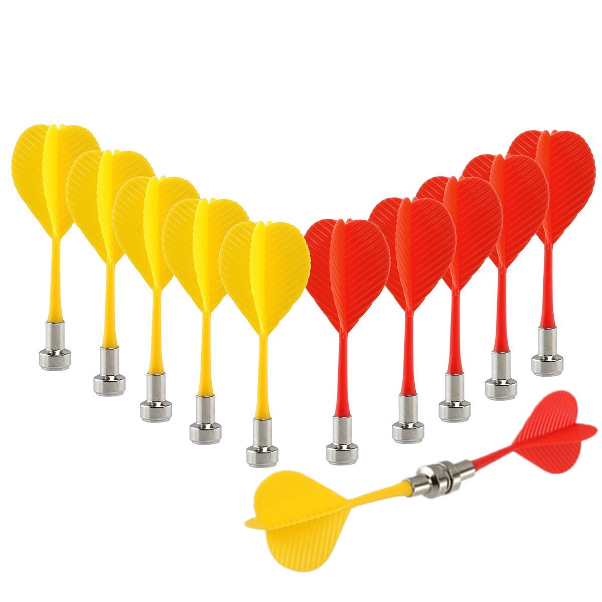 Yalis Magnetic Darts 12 Packs, Replacement Dart For Magnet Dartboard, Safety Plastic Darts For Target Game, Red And Yellow
