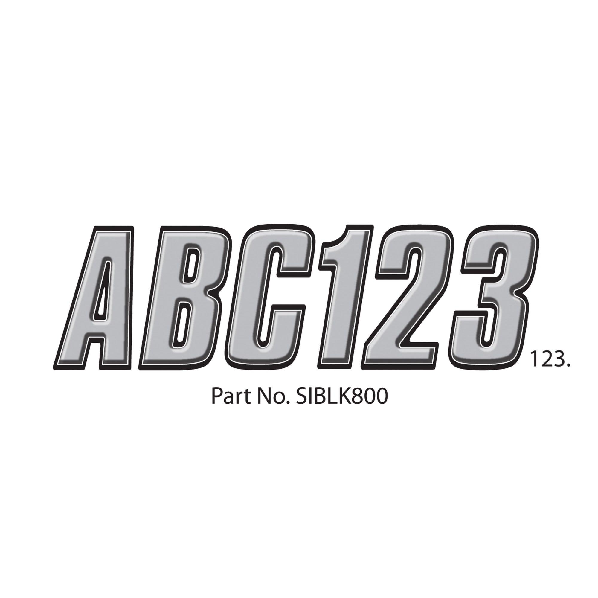 Hardline SIBLK800 Boat Lettering Registration Kit  Silver/Black