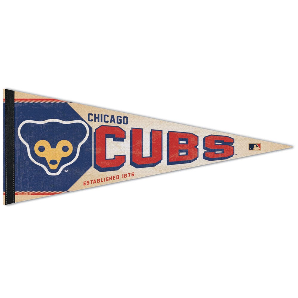 Chicago Cubs Pennant 12x30 Premium Style Cooperstown Design - Special Order