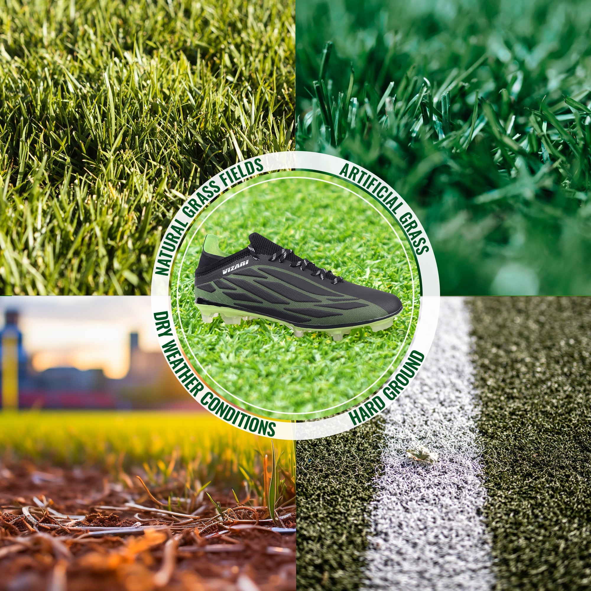Vizari Provo Adult Firm Ground Soccer Cleats – Black/Lime
