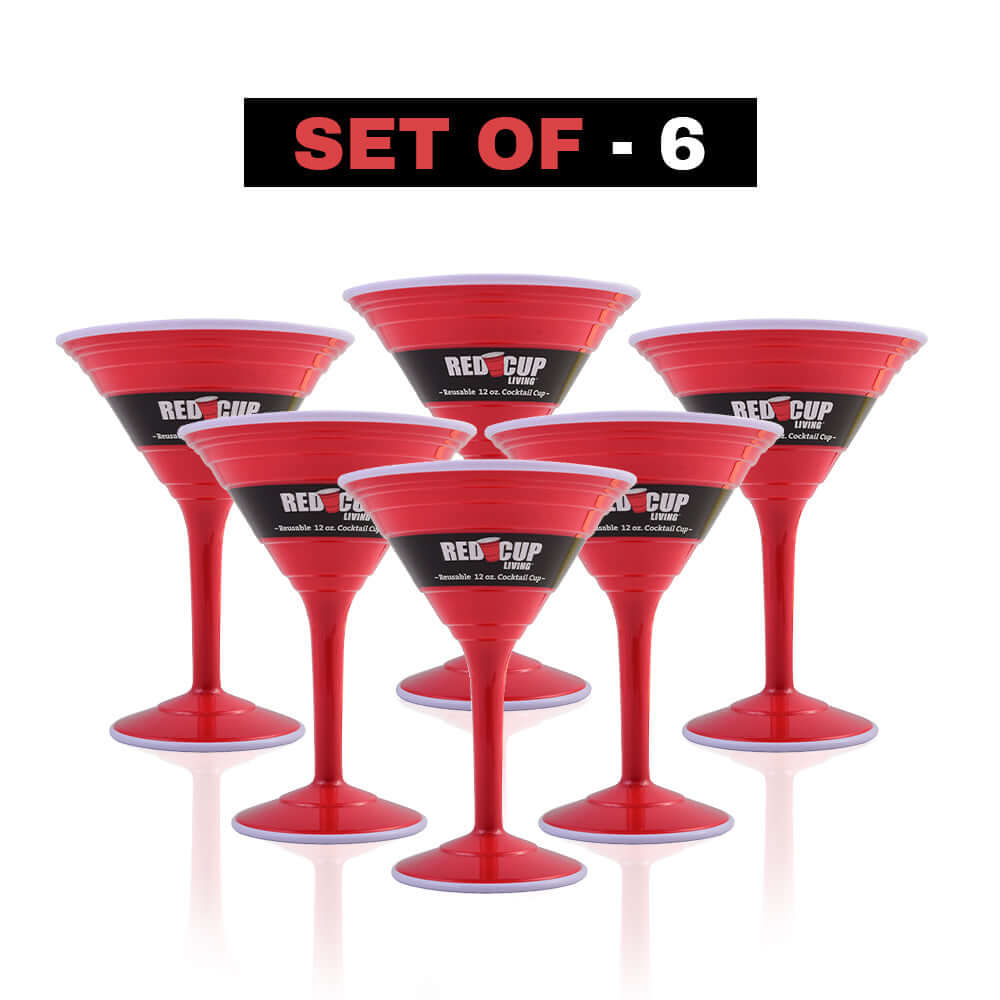 Redcupliving 12oz Reusable Cocktail Cups | BPA-Free Double-Wall Red Drinkware
