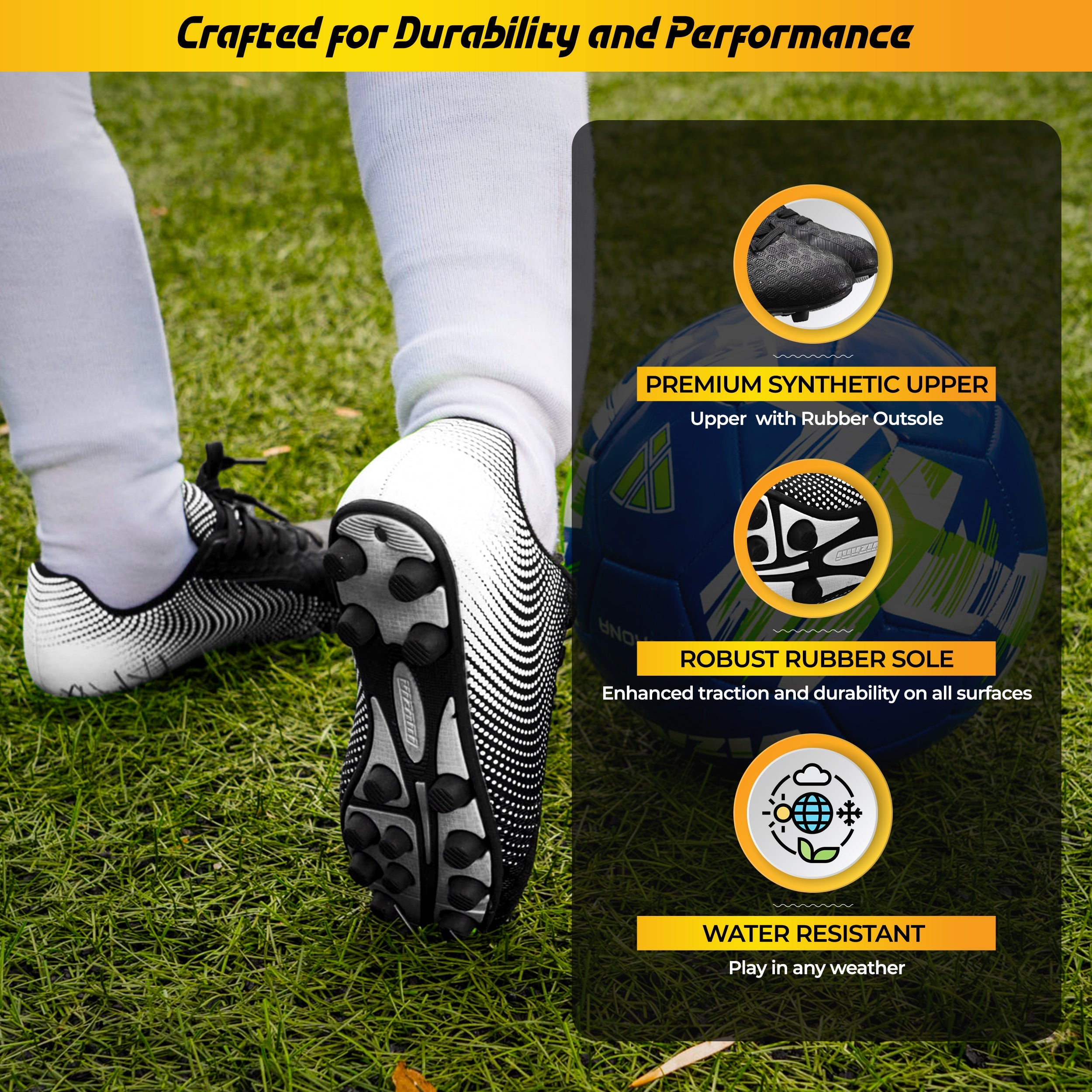 Vizari Stealth Firm Ground Soccer Shoes – Black/White