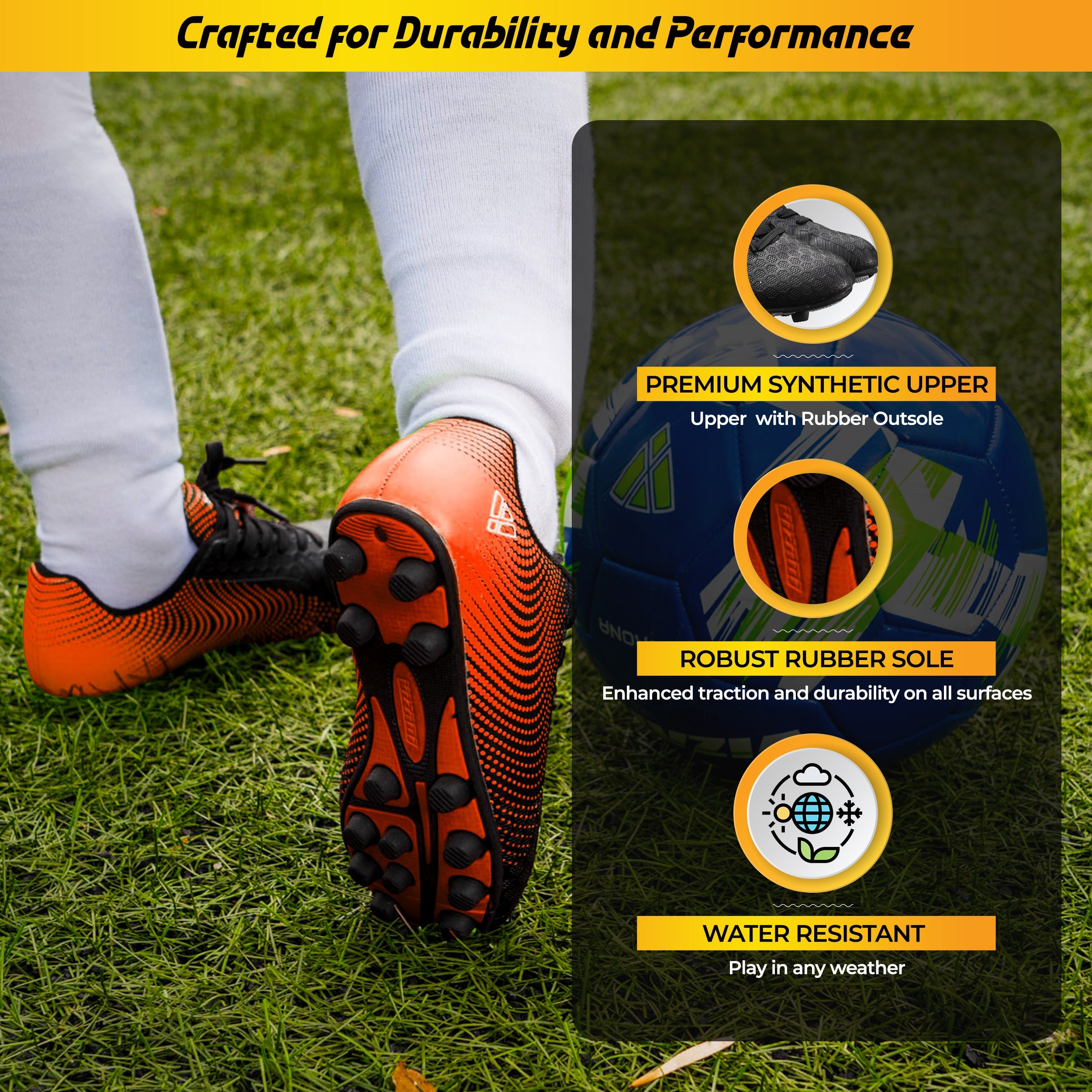 Vizari Stealth Firm Ground Soccer Shoes – Black/Orange