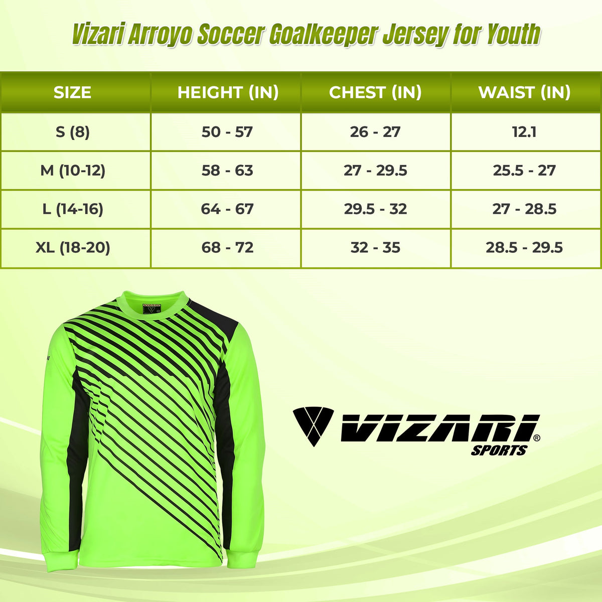 Vizari Arroyo Long Sleeve Goalkeeping Jersey – Green/Black