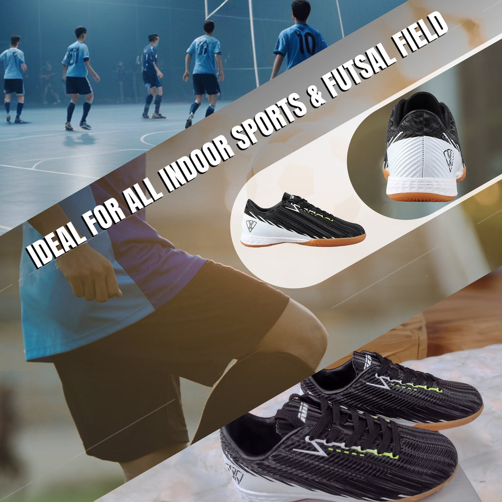 Tesoro JR. Indoor Soccer Shoes-Black/White - Vizari Sports