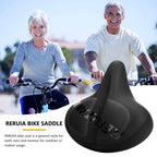 Reruia Large Bike Seat Comfortable And Wide Saddle Dual Shock Absorbing Exercise Bicycle Seat Leather Cover Waterproof Universal