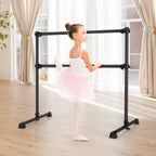 Goflame 4Ft Ballet Barre Portable, Freestanding Double Ballet Barre Height Adjustable With Anti Slip Base, Heavy Duty Stretch Da