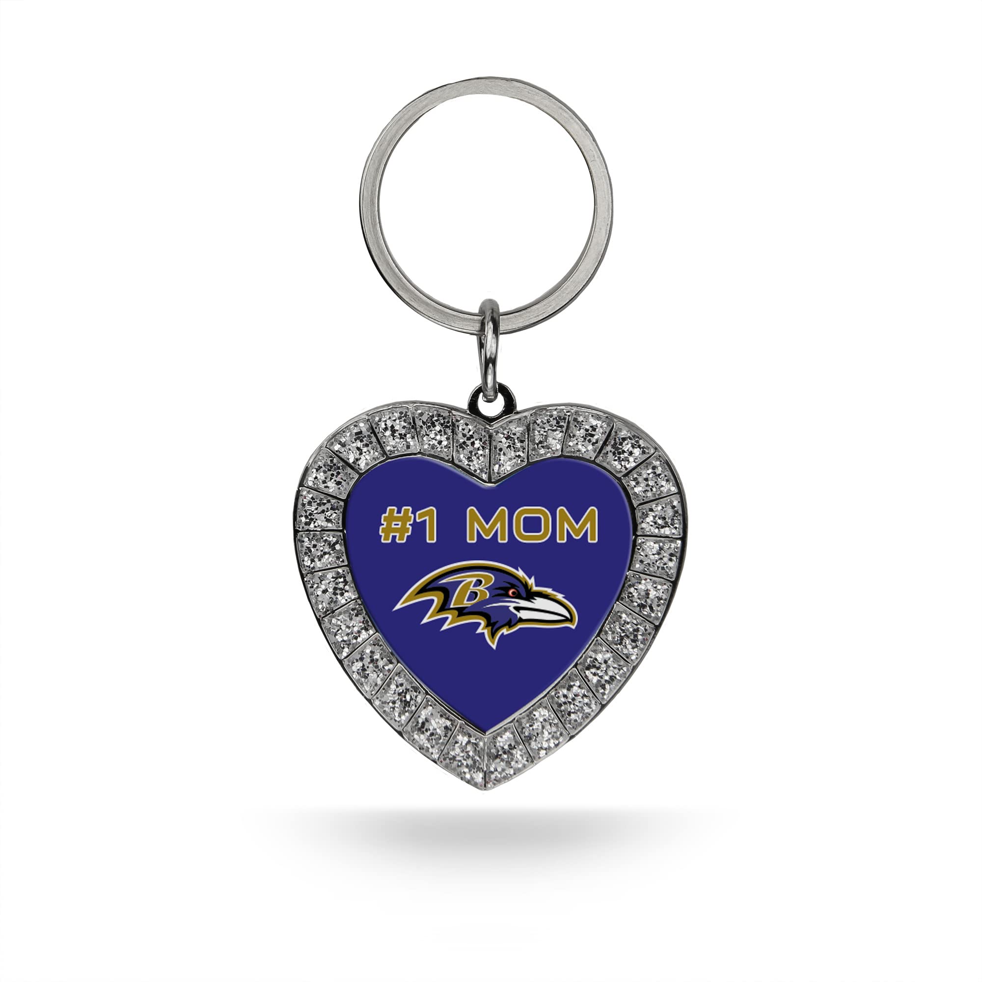 Rico Industries Nfl Football Baltimore Ravens Rhinestone Heart Keychain