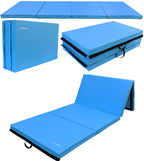 Signature Fitness All Purpose 4X10X3'' Extra Thick High Density Anti Tear Gymnastics Gym Folding Exercise Aerobics Mats, 3-Inche