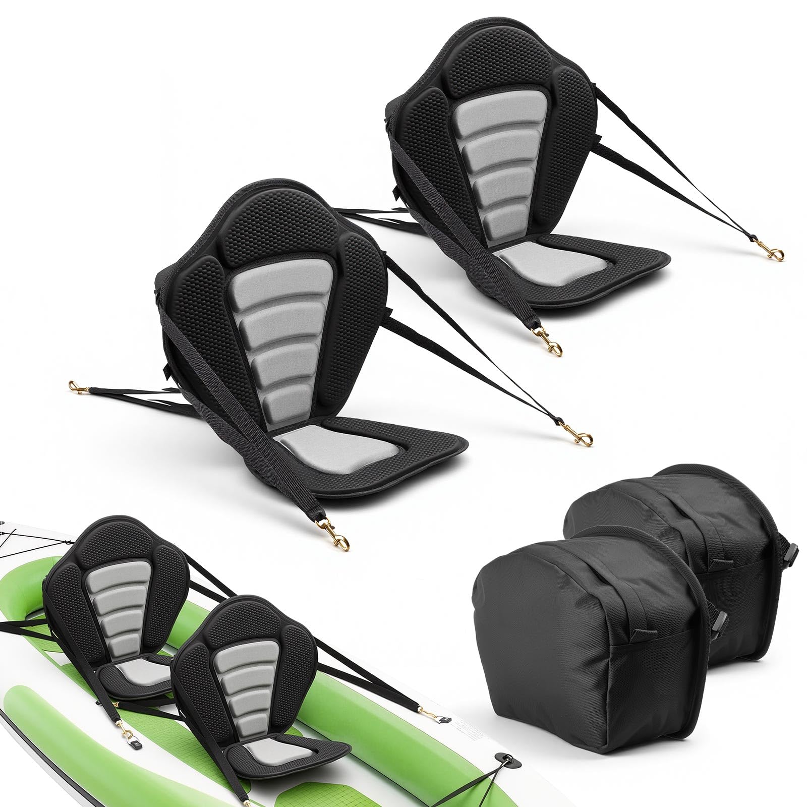 VEVOR Kayak Seat, 2 Pack 0.5 Thick, Universal Paddle Board Seat with Back Support, Sit-on-Top Soft Padded Cushion with Storage B