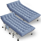 Colmerd 2 Pack Extra Wide Cot Xxl Sleeping Cots For Adults 79 L X 32 W X 18 H Camping Cot With Comfortable Mattress Camping Cots