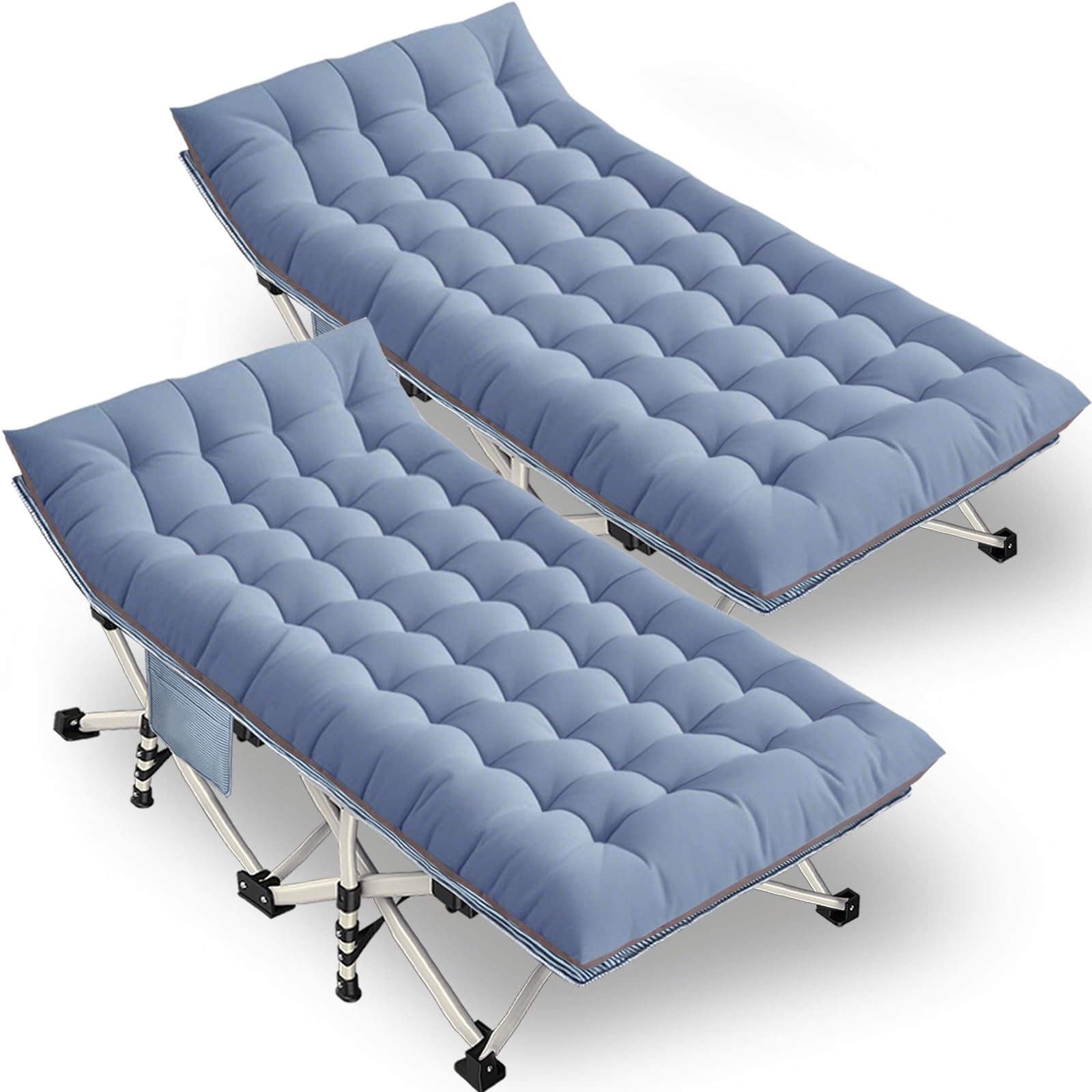 Colmerd 2 Pack Extra Wide Cot Xxl Sleeping Cots For Adults 79 L X 32 W X 18 H Camping Cot With Comfortable Mattress Camping Cots
