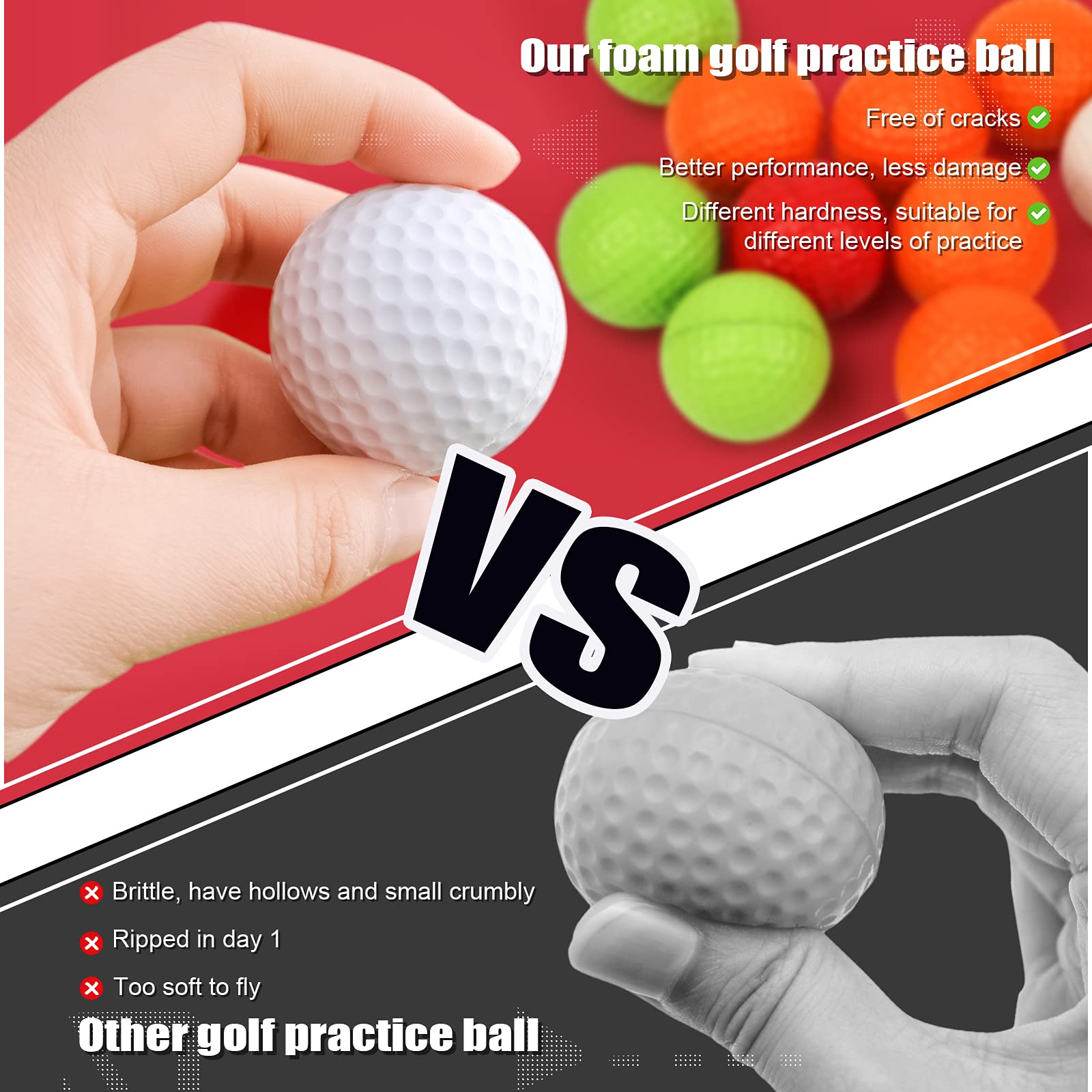 Bac-Kitchen 40 Pack Foam Golf Practice Balls - Realistic Feel And Limited Flight Training Balls For Indoor Or Outdoor