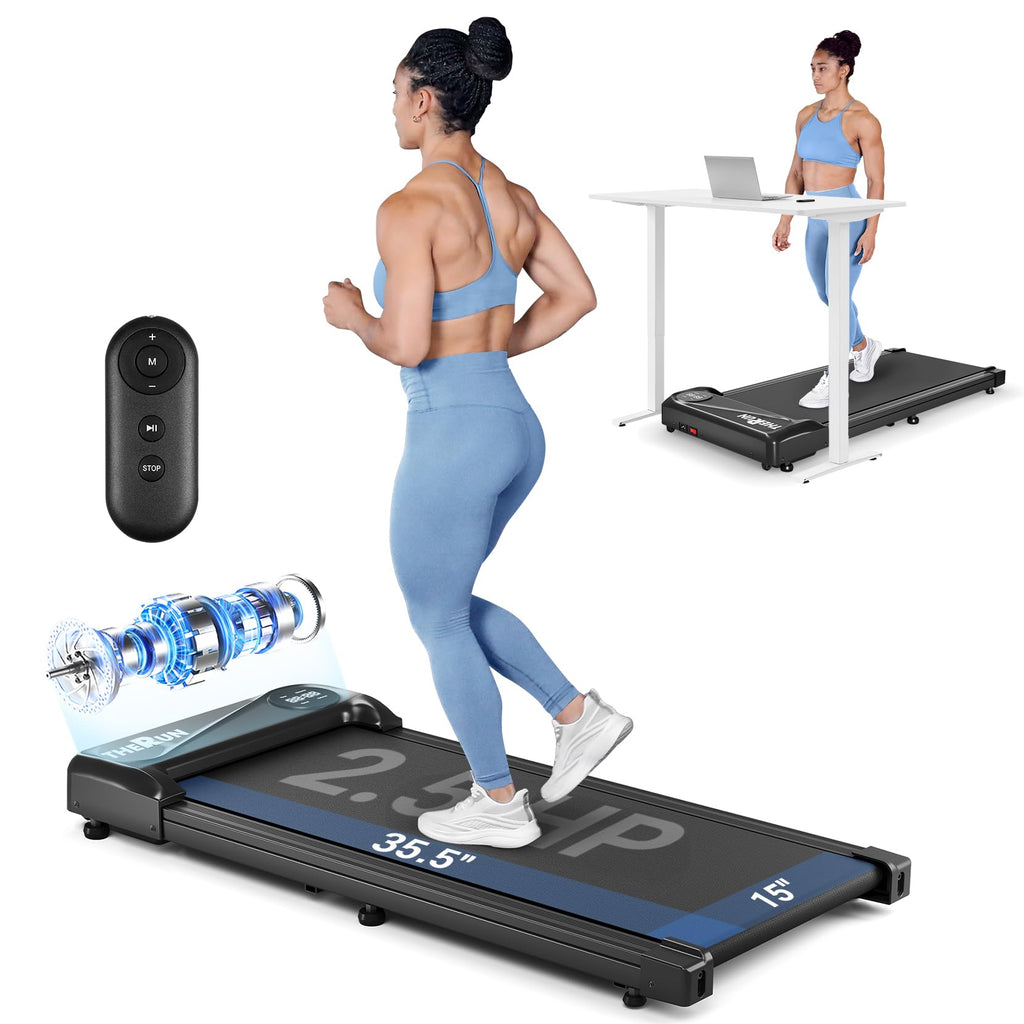 Therun Walking Pad Treadmill Under Desk, Portable Mini Treadmill For Home/Office, Walking Jogging Machine With 2.5Hp And 265 Lbs
