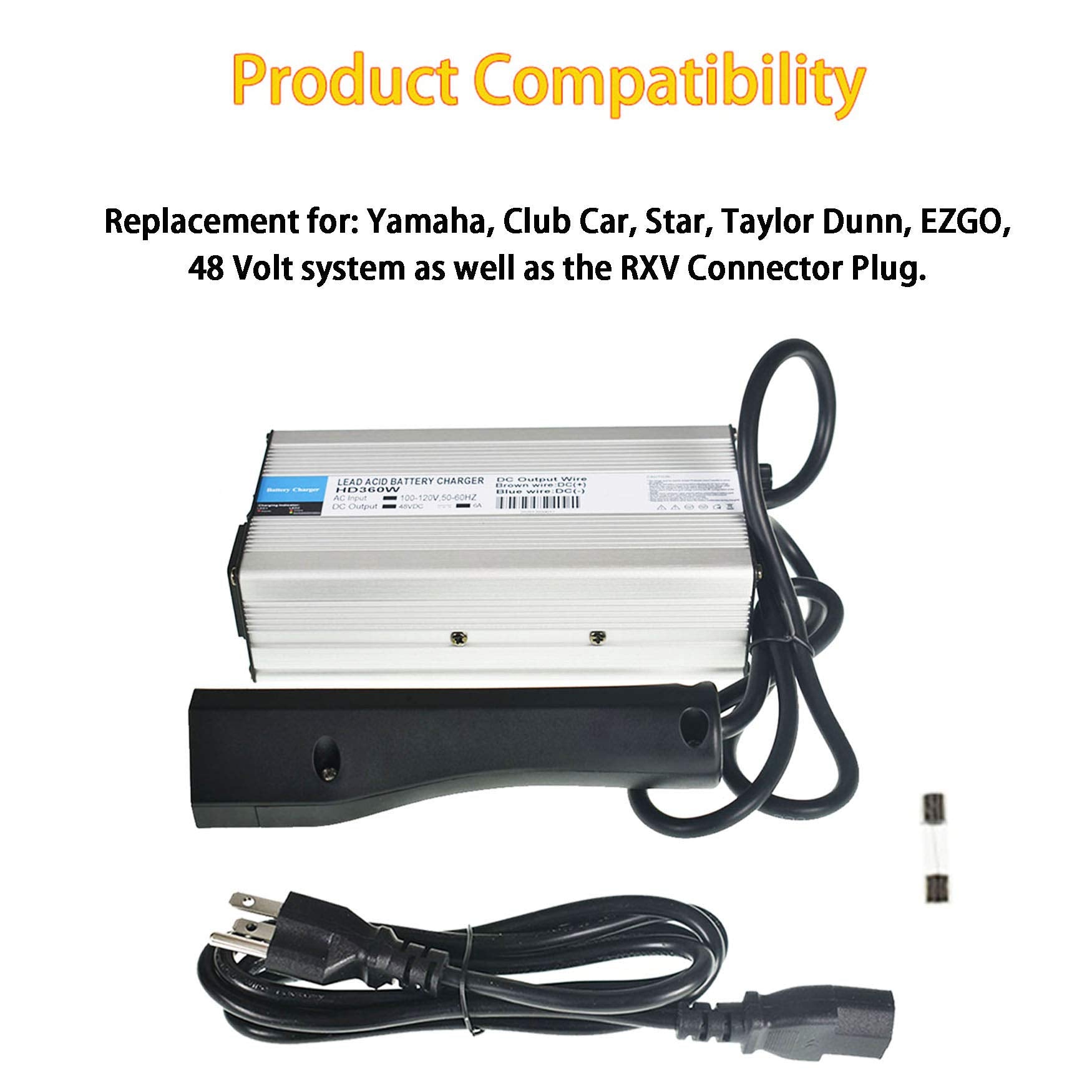 Wflnhb 48V/6A Rxv Golf Cart Battery Charger Replacement For Star Ezgo Club Car Ds Ezgo Txt Yamaha
