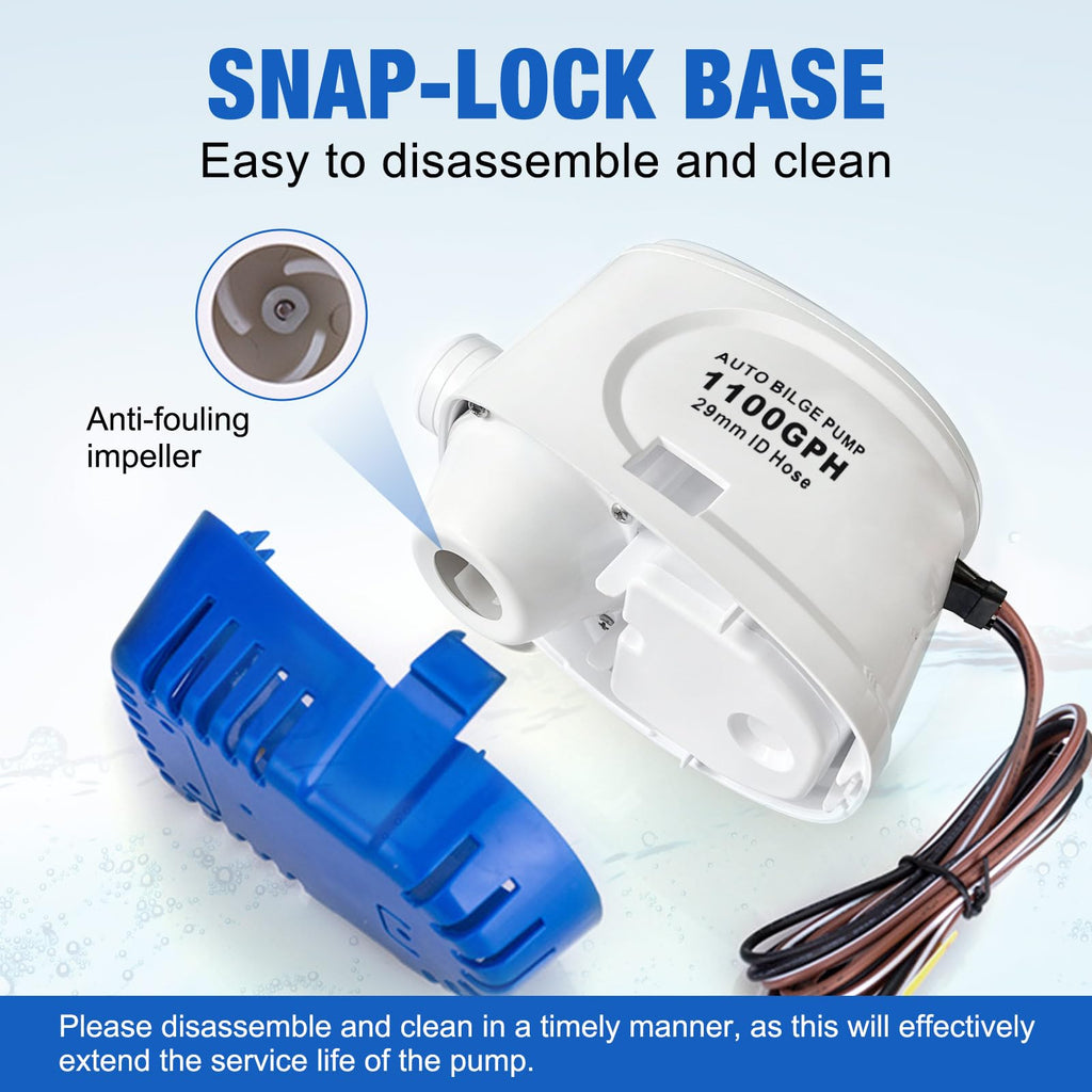 Eco-Worthy Automatic 12V Bilge Pumps For Boats 1100Gph Auto With Float Switch For Rv Caravan