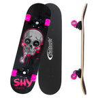 Nattork Skateboards 31 Inch Pink Skeleton Complete Skateboard Wood 9 Layer Canadian Maple Trick Skate Boards for Boys Girls Yout